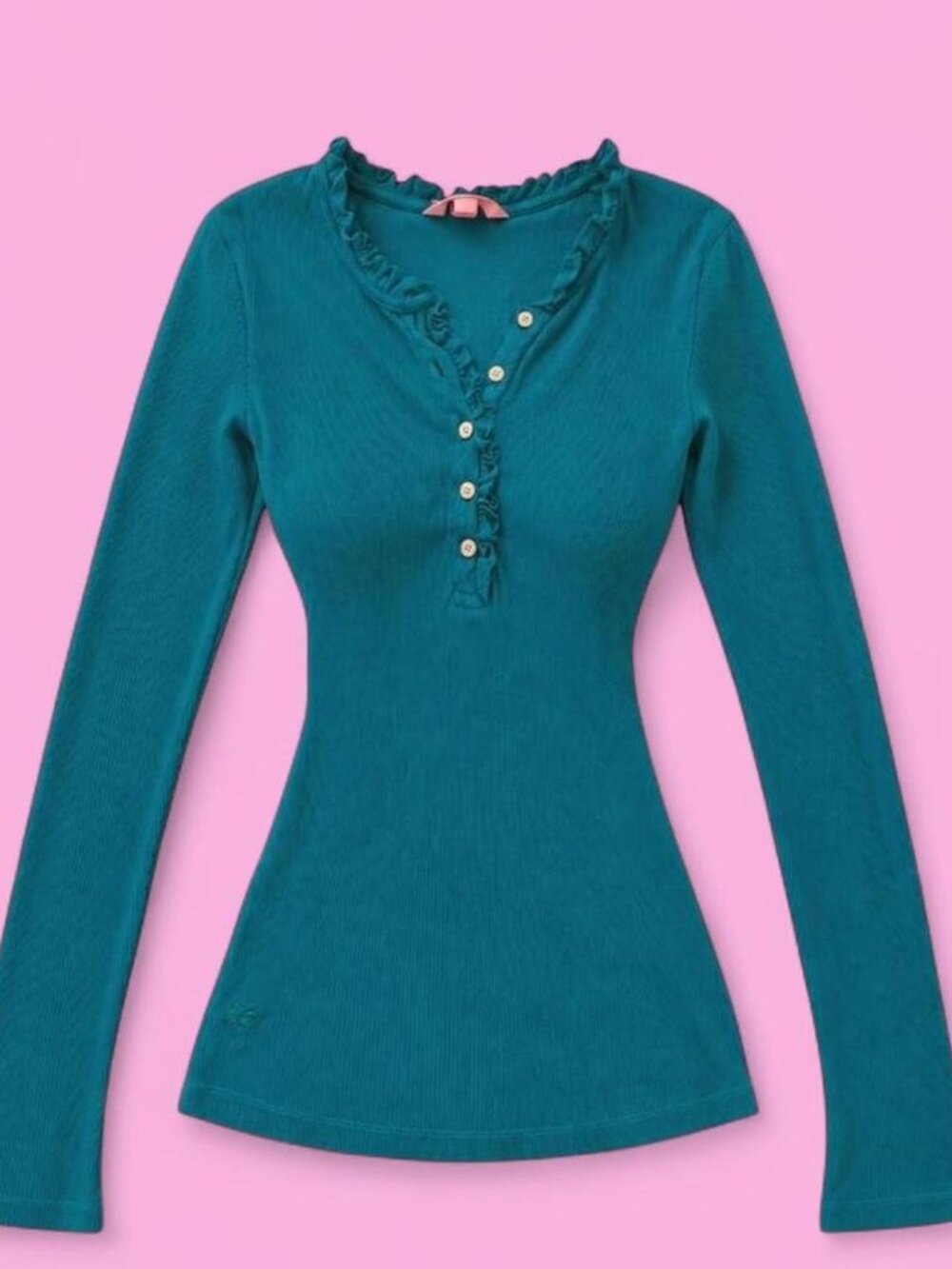 vintage lilly pulitzer turquoise ribbed long sleeve top size medium